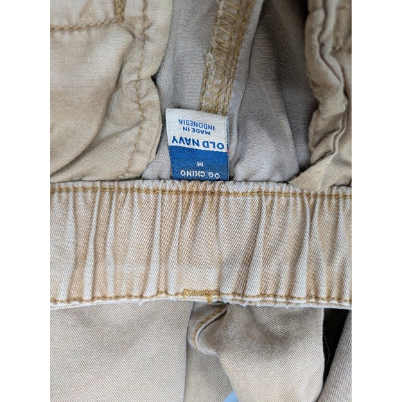 Old Navy OG Chino Pants Khaki Medium Flat Front Elastic Waist Casual - Picture 5 of 7